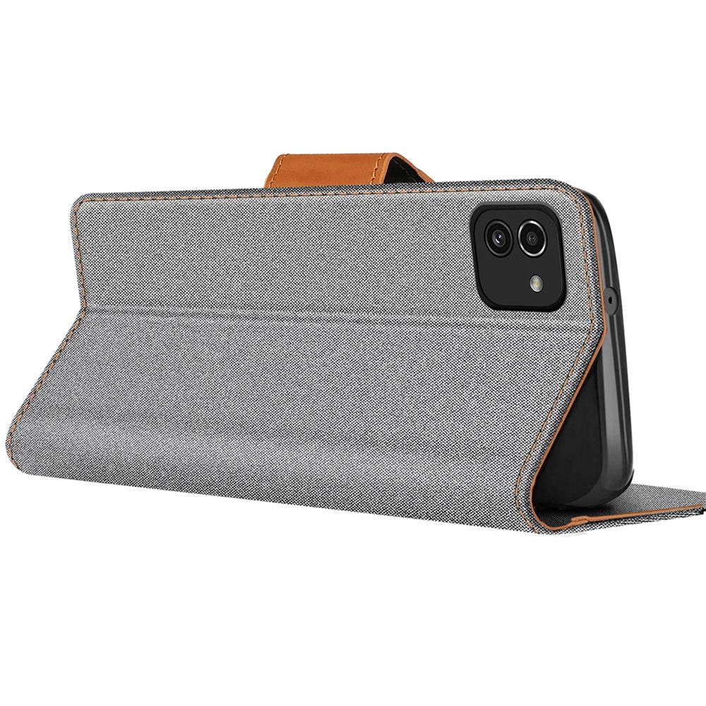 Textil Wallet für Samsung Galaxy A03 in Grau