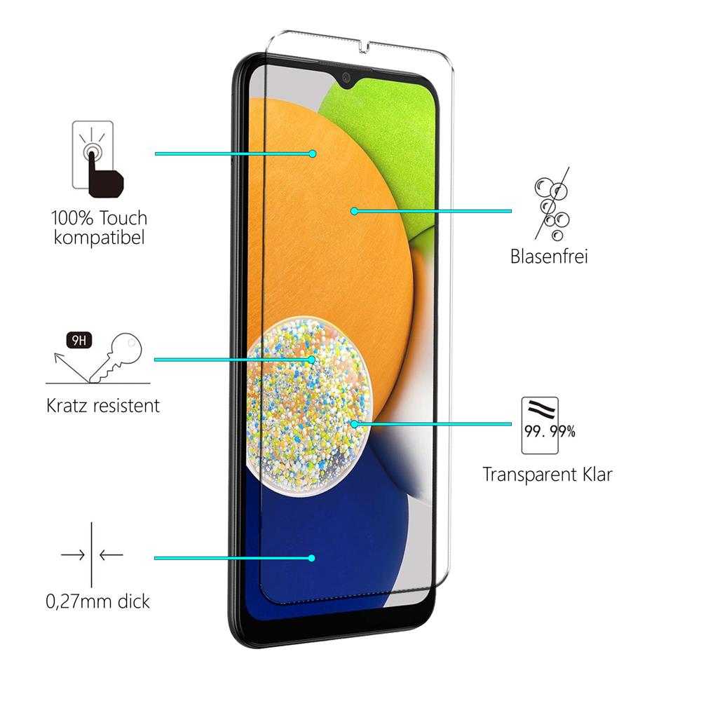 4in1 Glas Set für Samsung Galaxy A03