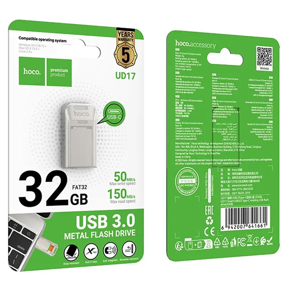 Hoco UD17 USB-C Stick Pendrive USB 3.0, nickel mit 32GB