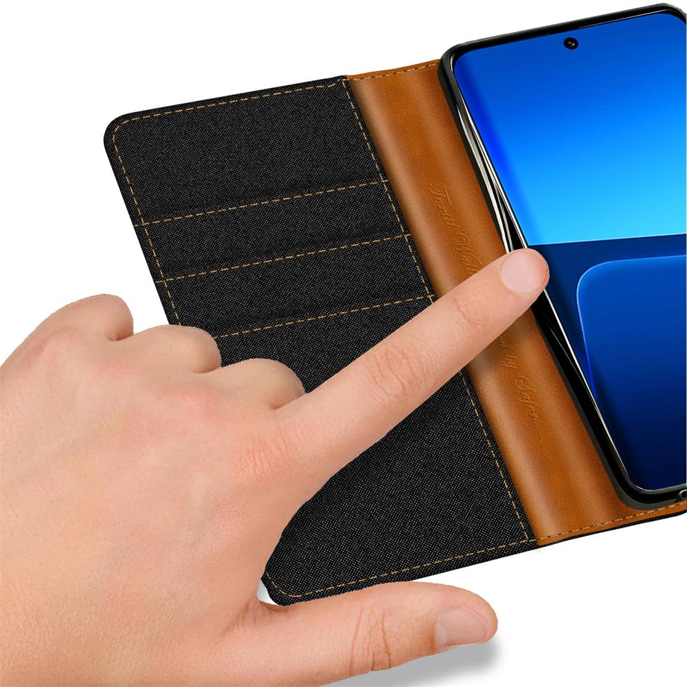 Textil Wallet für Xiaomi 13 Pro in Schwarz