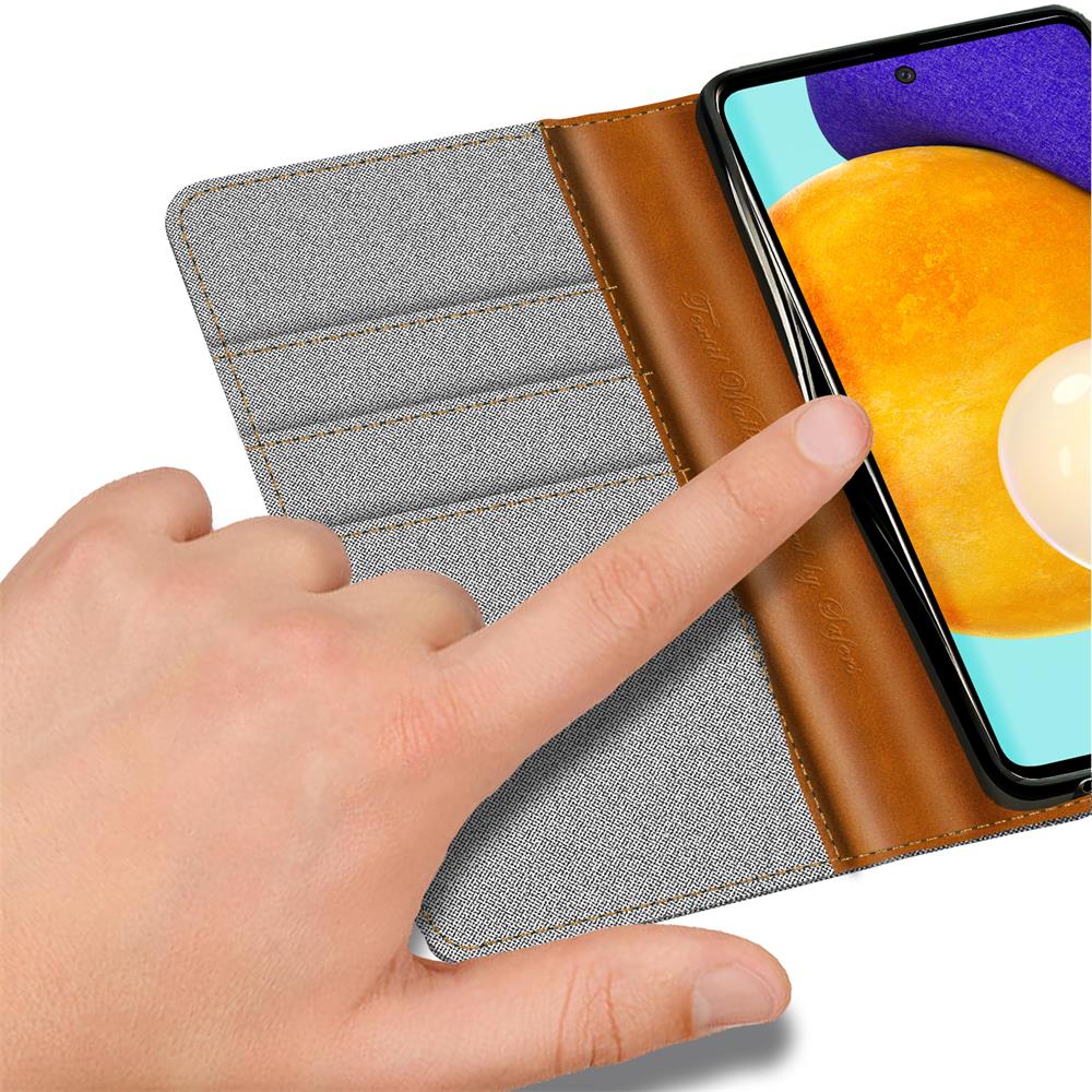 Textil Wallet für Samsung Galaxy A72 in Grau
