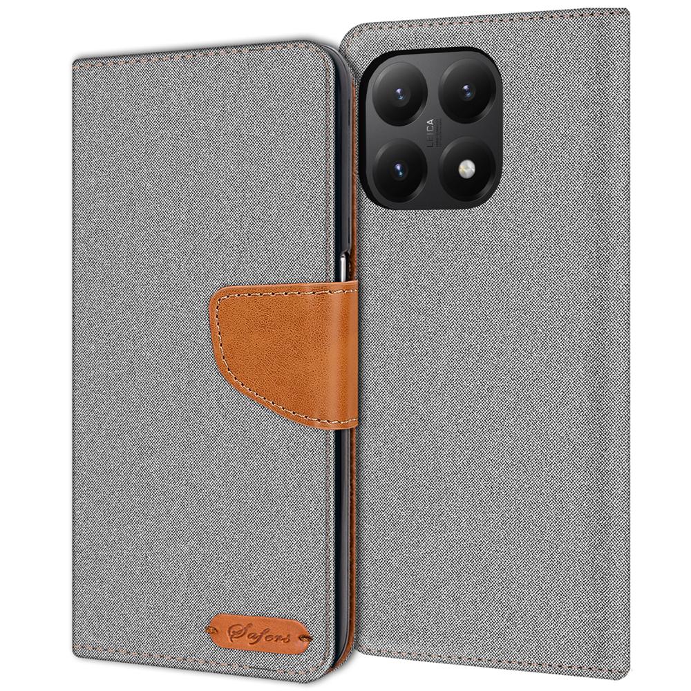 Textil Wallet für Xiaomi 15T in Grau