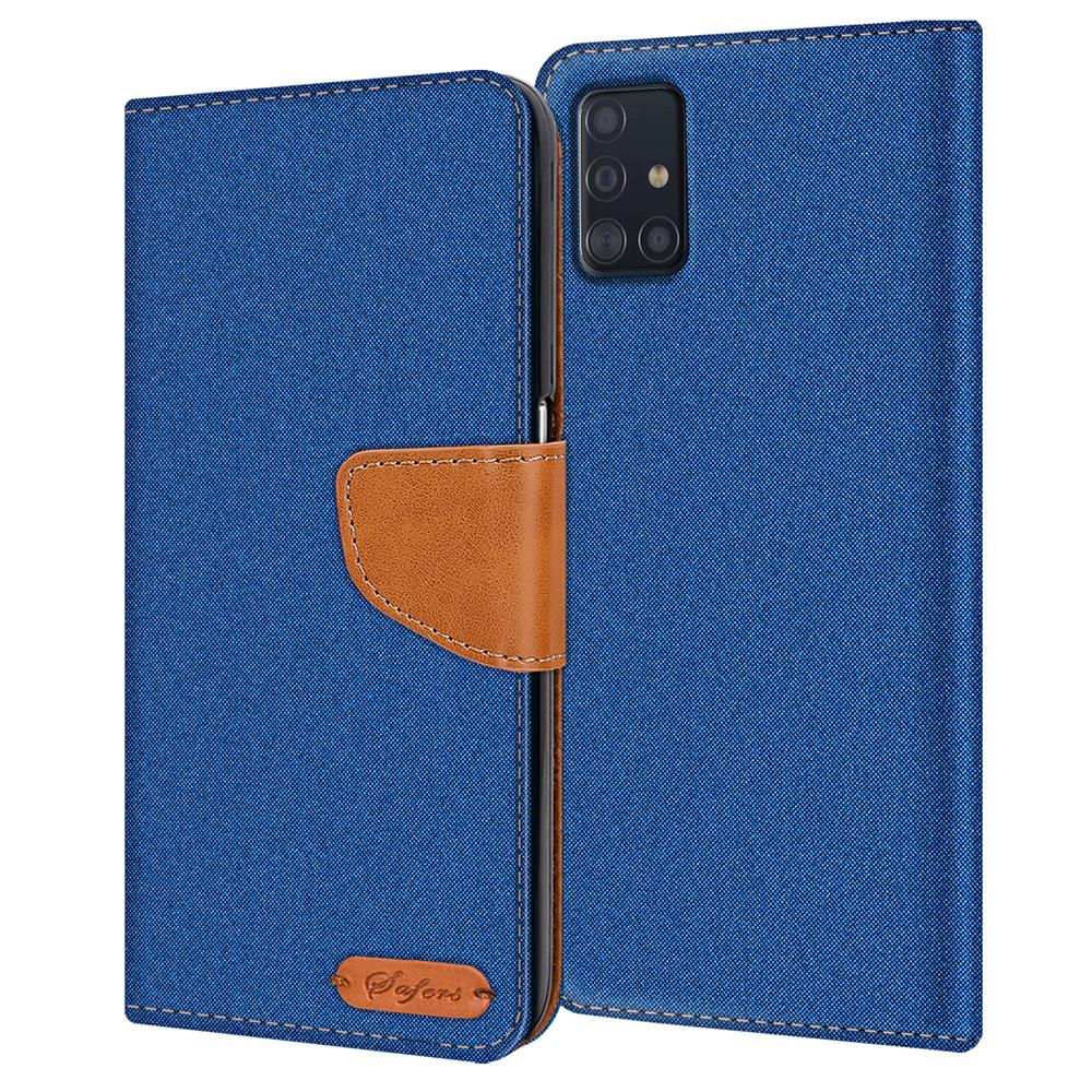 Textil Wallet für Samsung Galaxy A51 in Blau