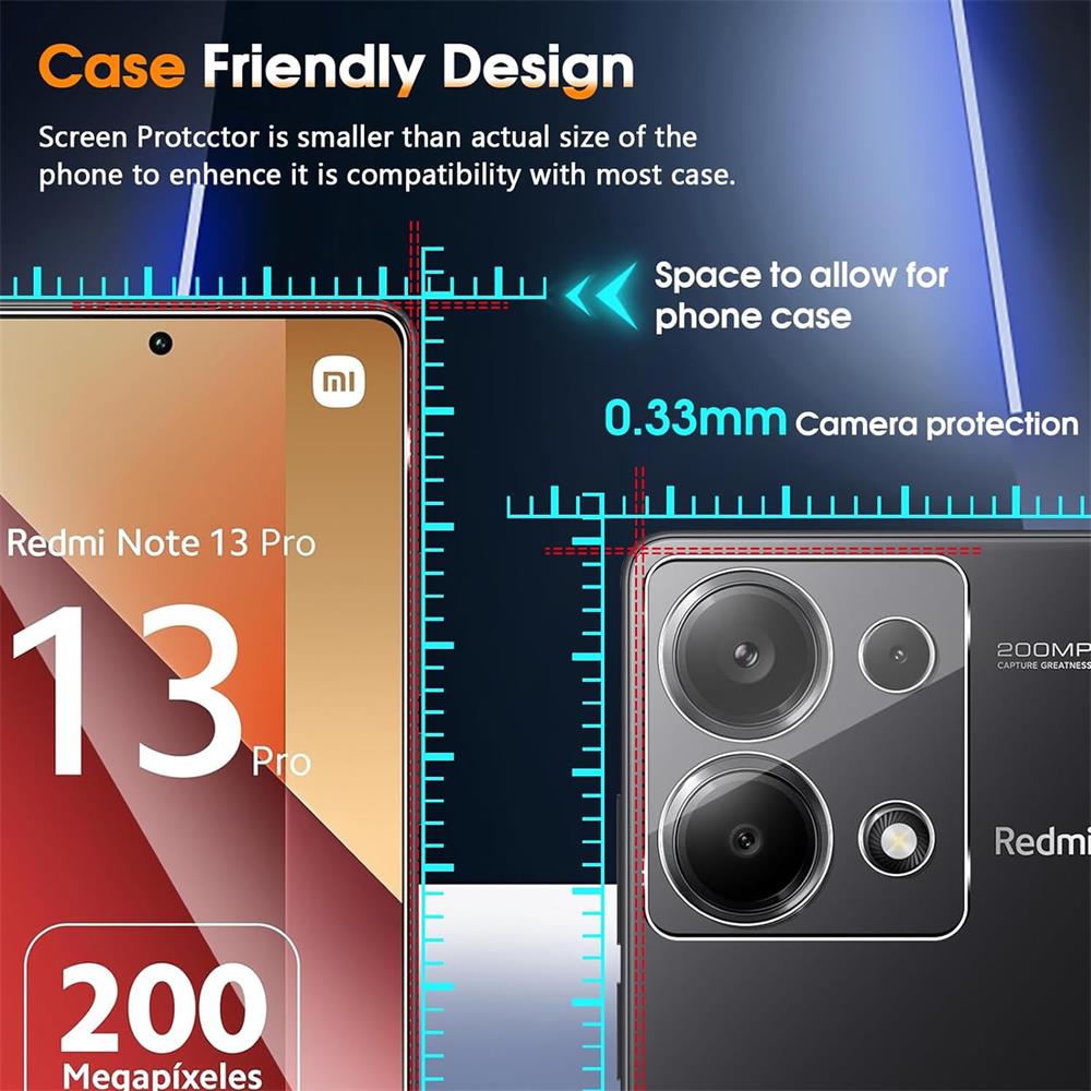 4in1 Glas Set für Xiaomi Redmi Note 13 Pro 5G
