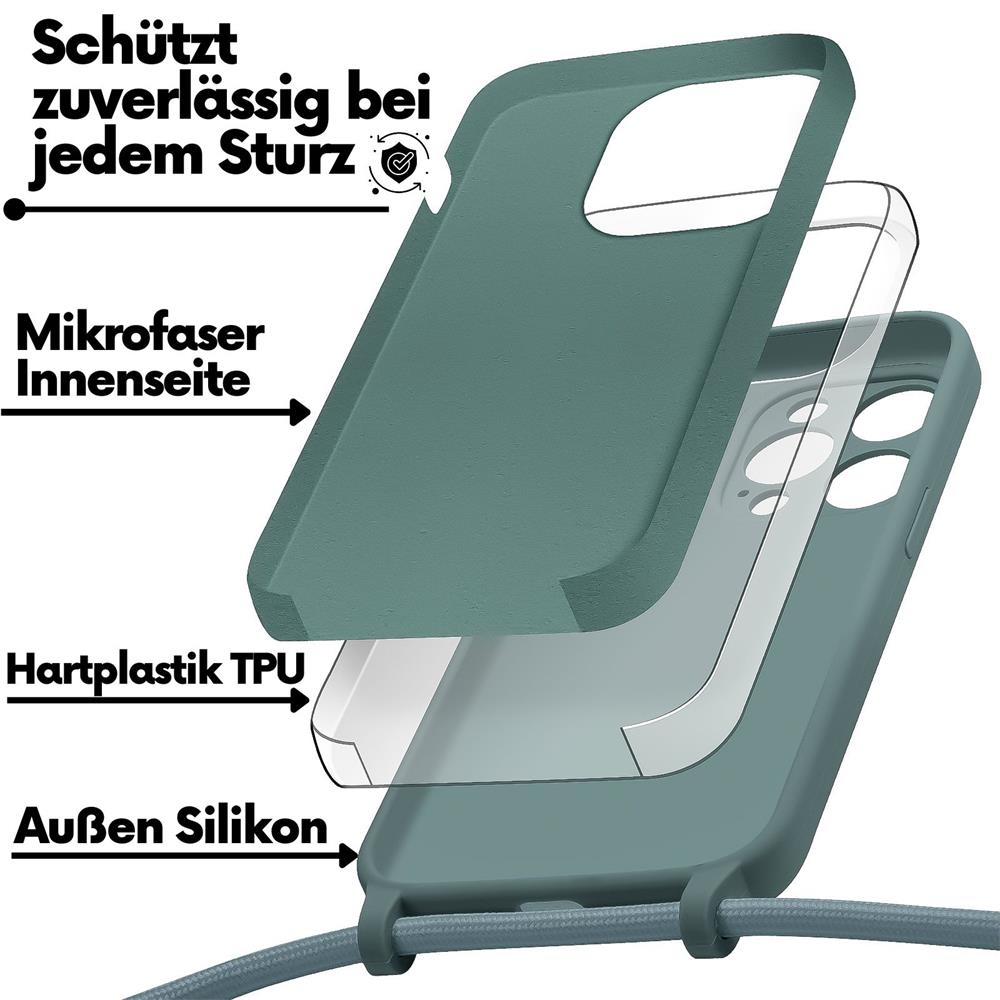 Connect Case Colour inkl. Kette für Apple iPhone 15 Pro Max in Dunkelgrün