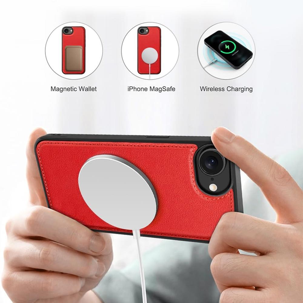 Magnetic Wallet für Apple iPhone 16e in Rot