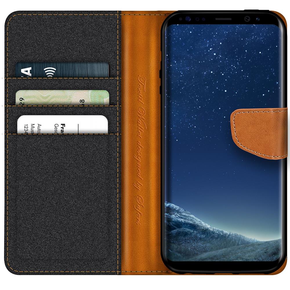Textil Wallet für Samsung Galaxy S8 Plus in Schwarz