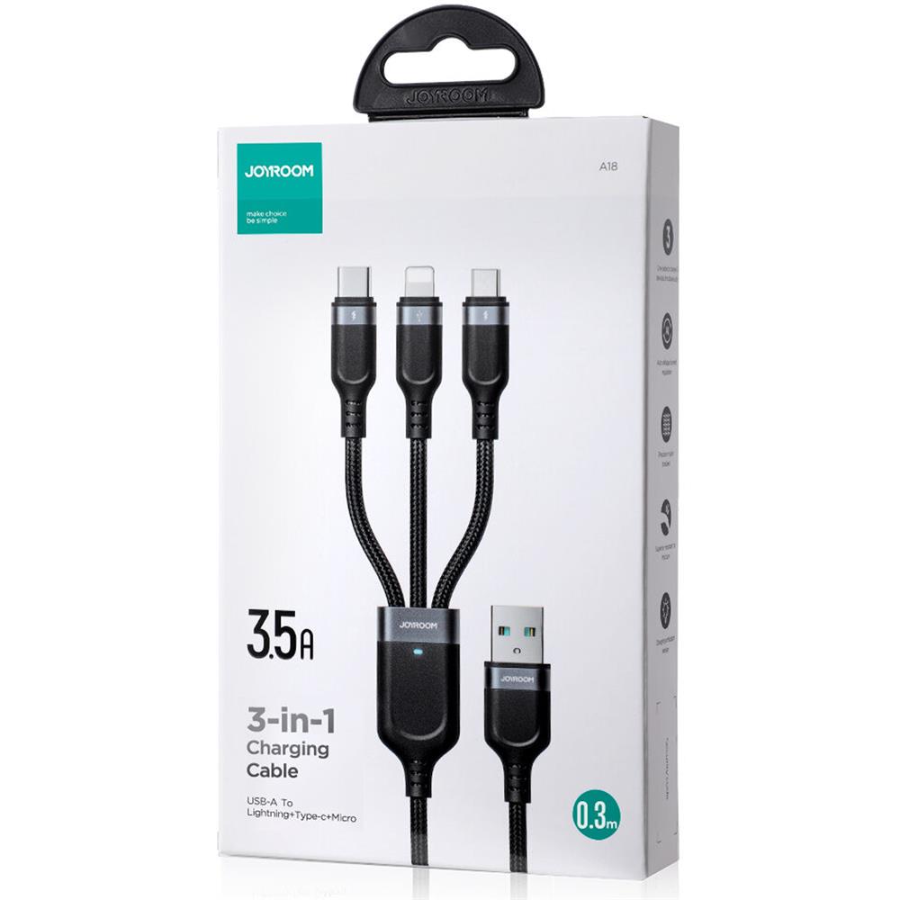 Joyroom USB Kabel - 3in1 - USB - 30CM in Schwarz