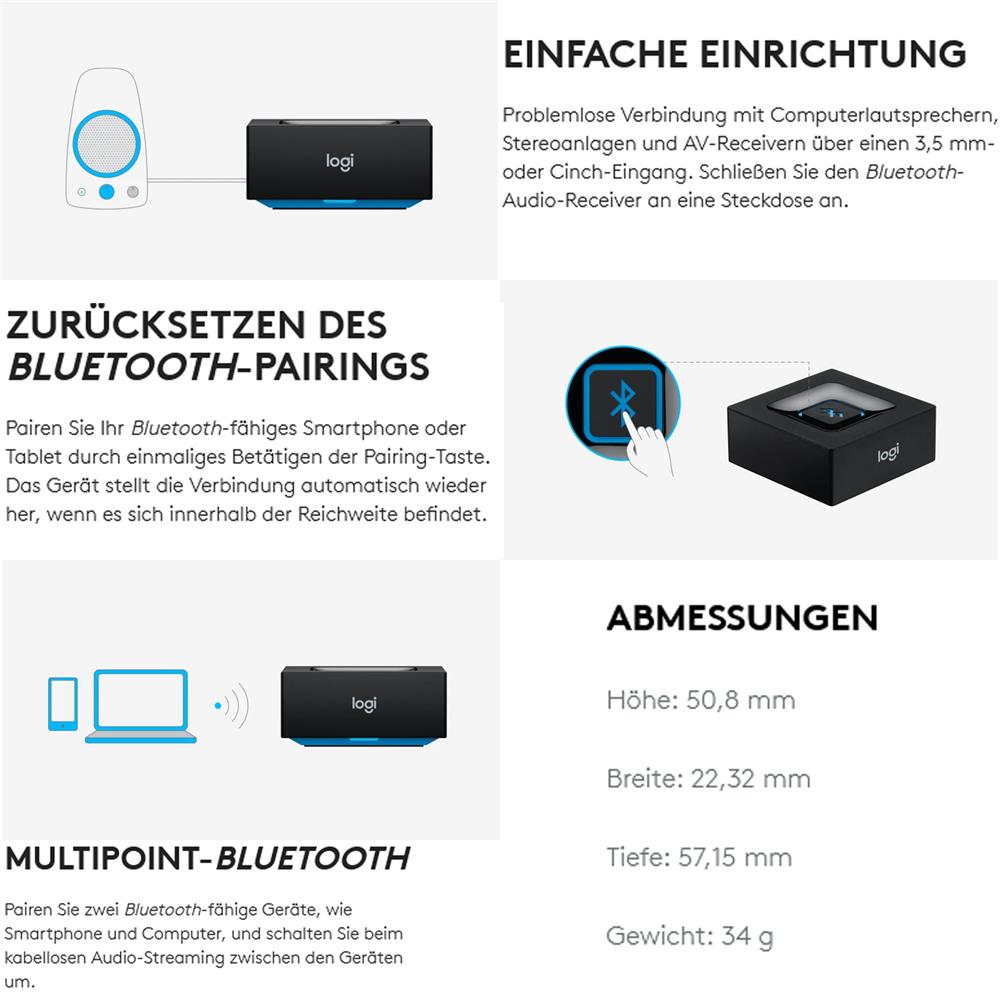 LOGITECH Audio Receiver, Bluetooth, Adapter