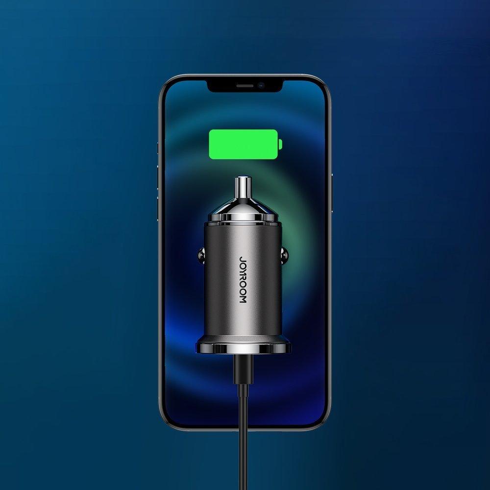 Kfz-Ladegerät Joyroom C-A35 USB + USB-Typ-C in Grau