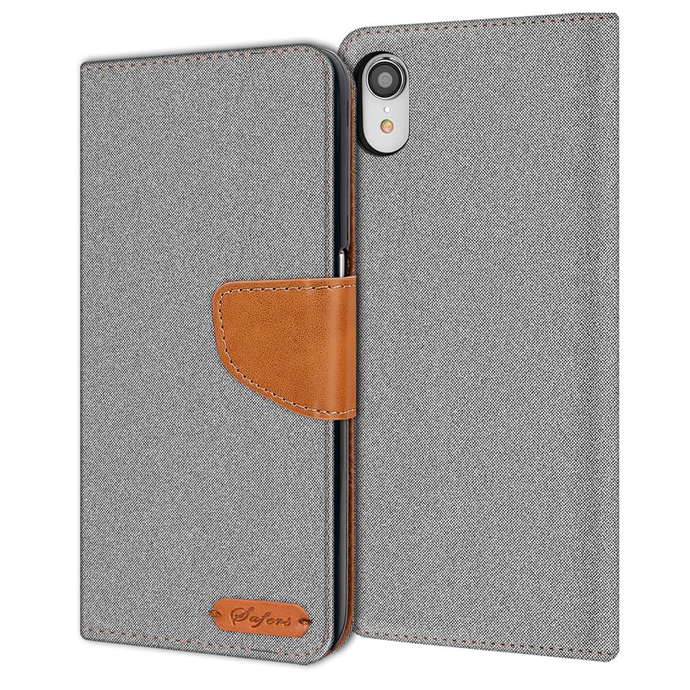 Textil Wallet für Apple iPhone XR in Grau
