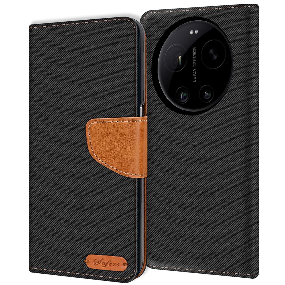 Textil Wallet für Xiaomi 17 Ultra in Schwarz