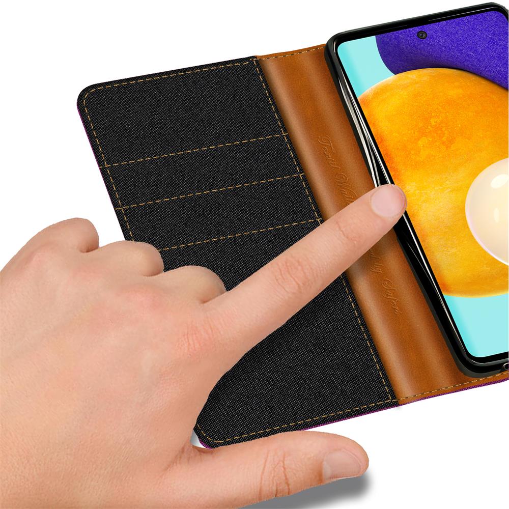 Textil Wallet für Samsung Galaxy A72 in Schwarz
