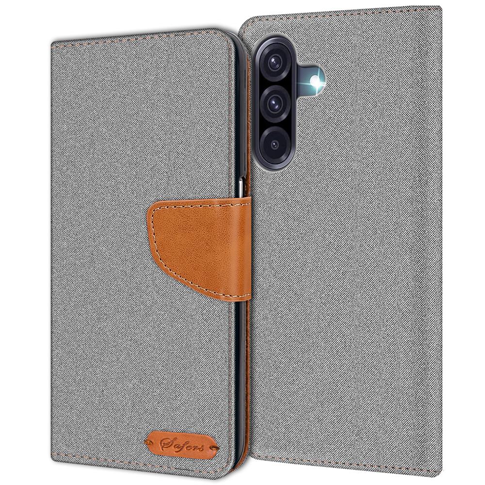 Textil Wallet für Samsung Galaxy A56 5G in Grau