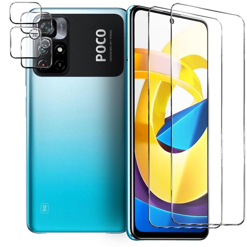 4in1 Glas Set für Xiaomi Poco M4 Pro 5G