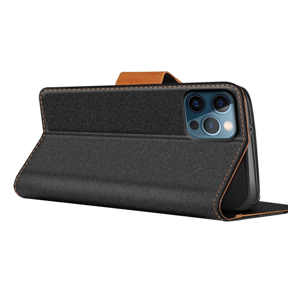 Textil Wallet für Apple iPhone 12 Pro Max in Schwarz