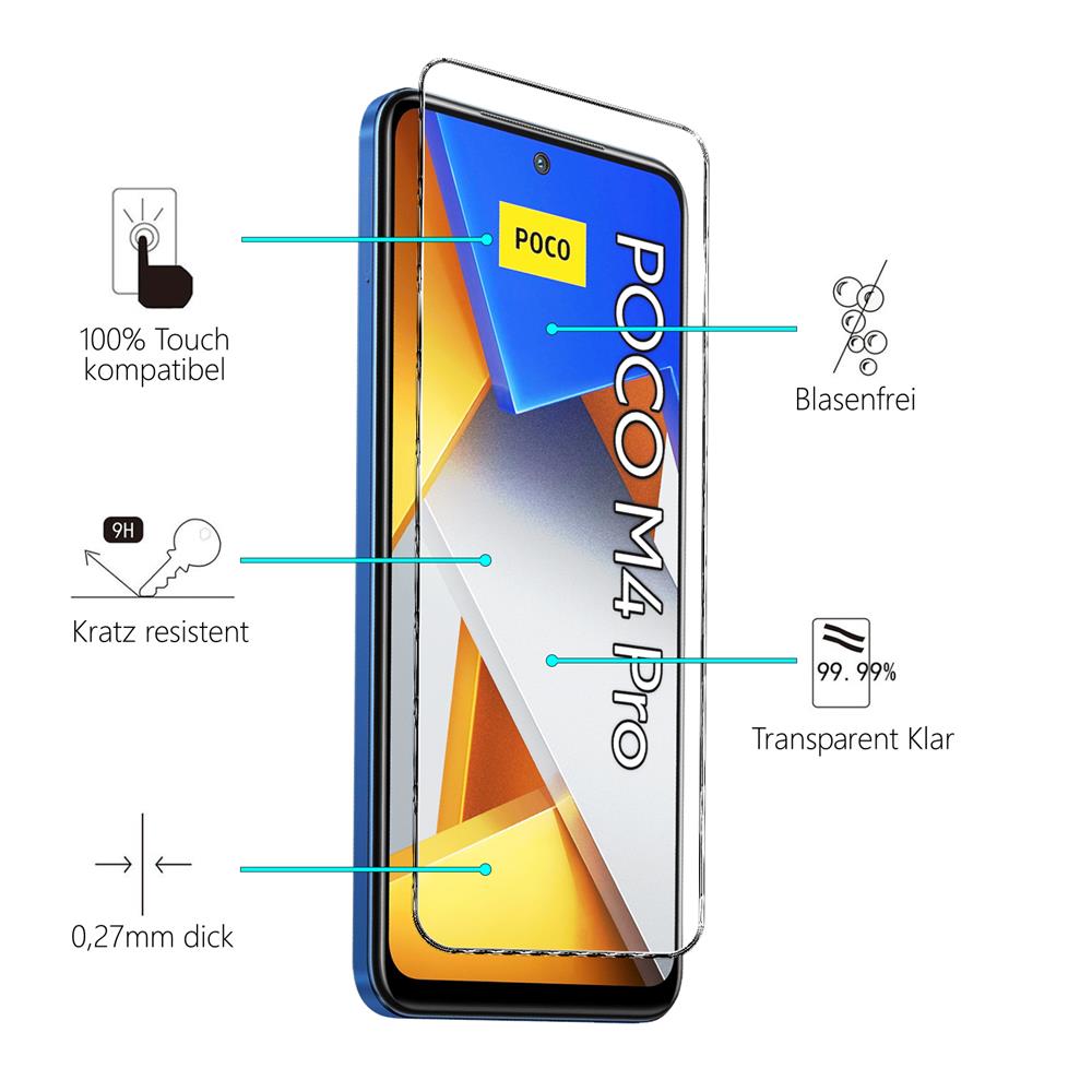 4in1 Glas Set für Xiaomi Poco M4 Pro