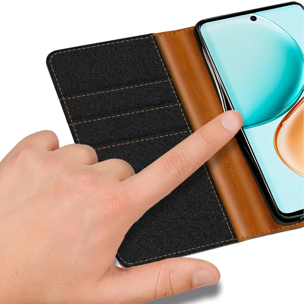Textil Wallet für Honor 400 Smart in Schwarz