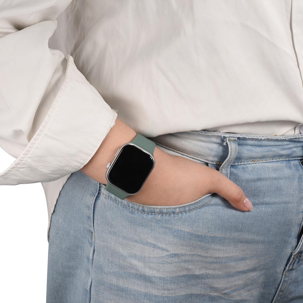 Silikonarmband Butterfly Apple Watch 1-11/SE1-3/Ultra1-3 - 42/44/45/49mm in Olivgrün - Größe L