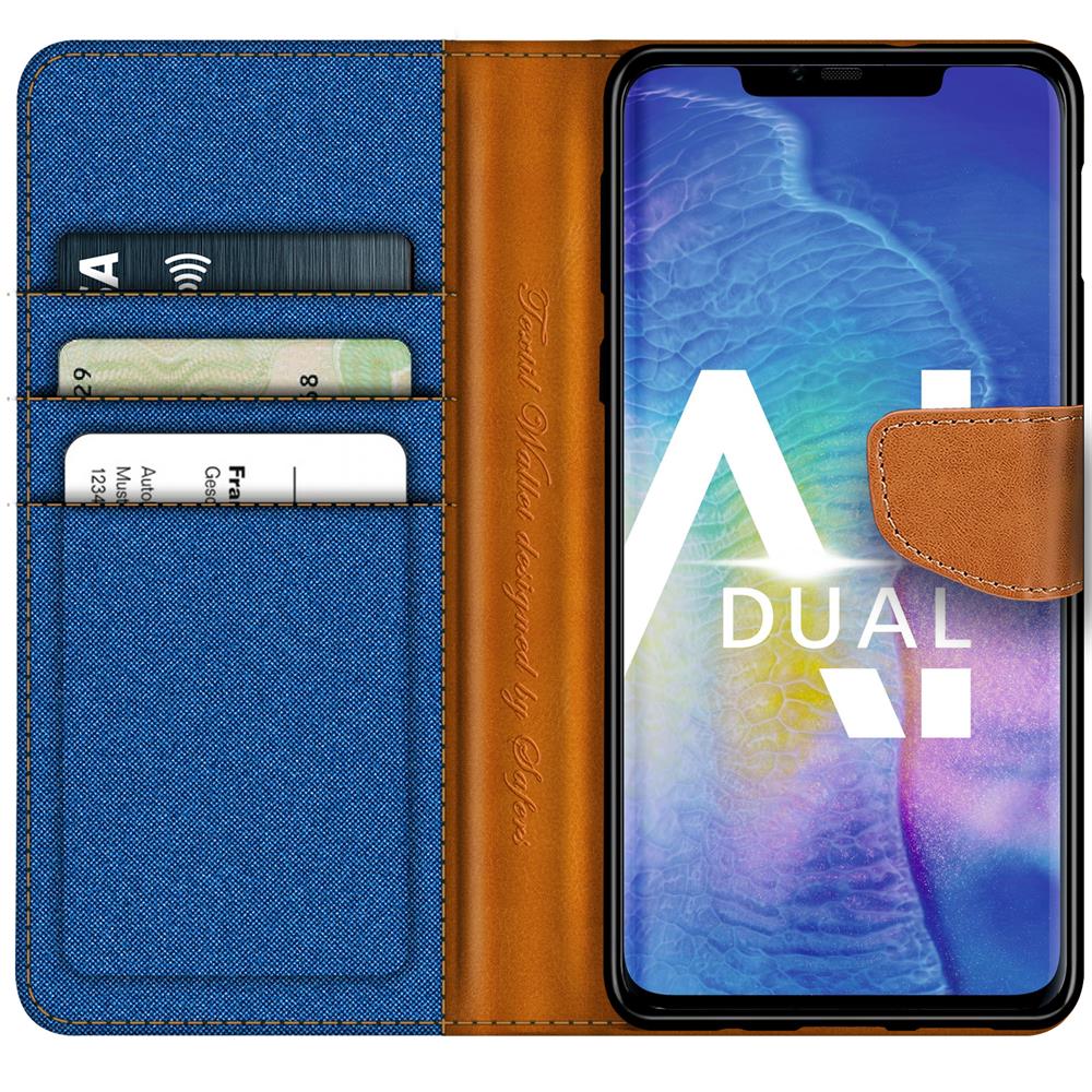 Textil Wallet für Huawei Mate 20 Pro in Blau