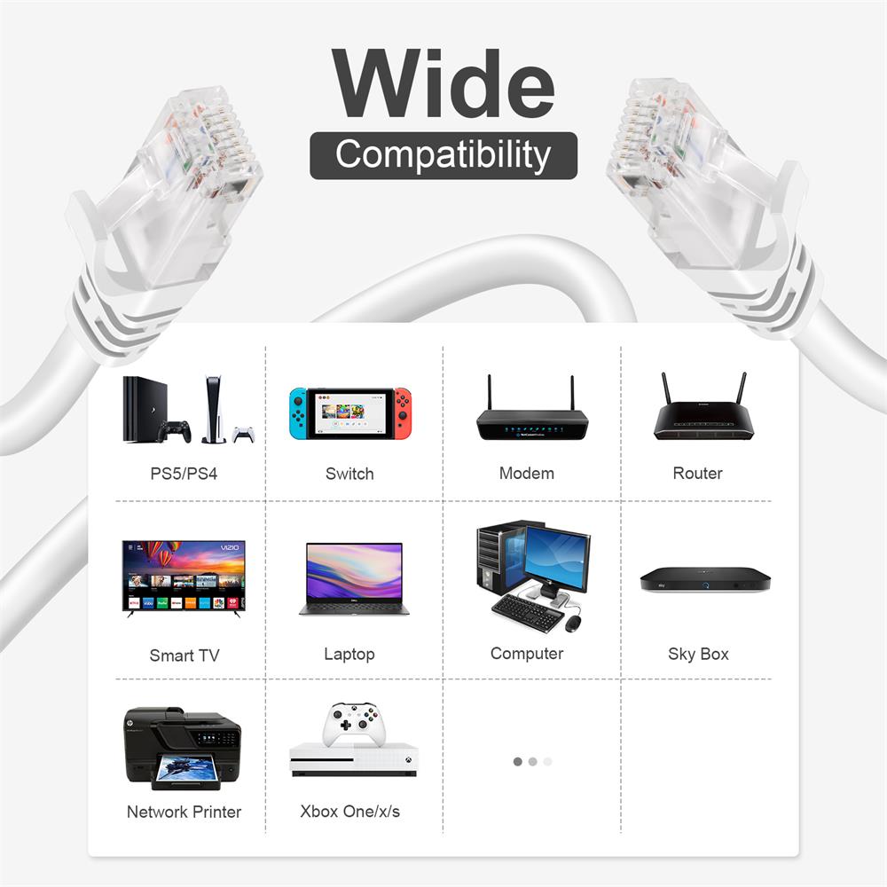 Patch RUND Kabel Cat6 - PC-600A - 8M in Weiss