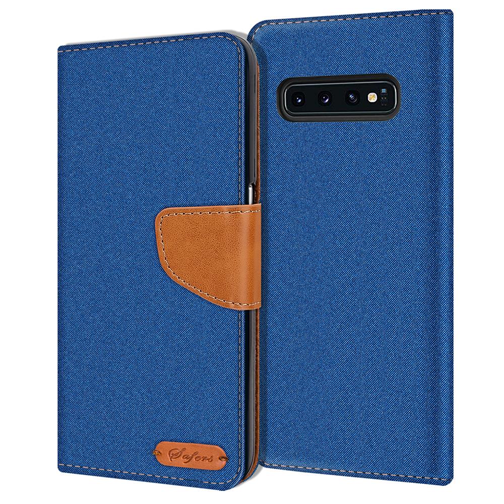 Textil Wallet für Samsung Galaxy S10 Plus in Blau