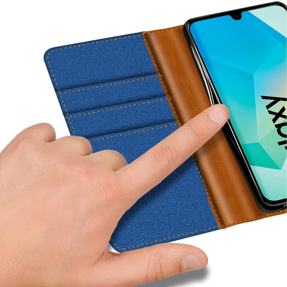 Textil Wallet für Samsung Galaxy A17 5G in Blau