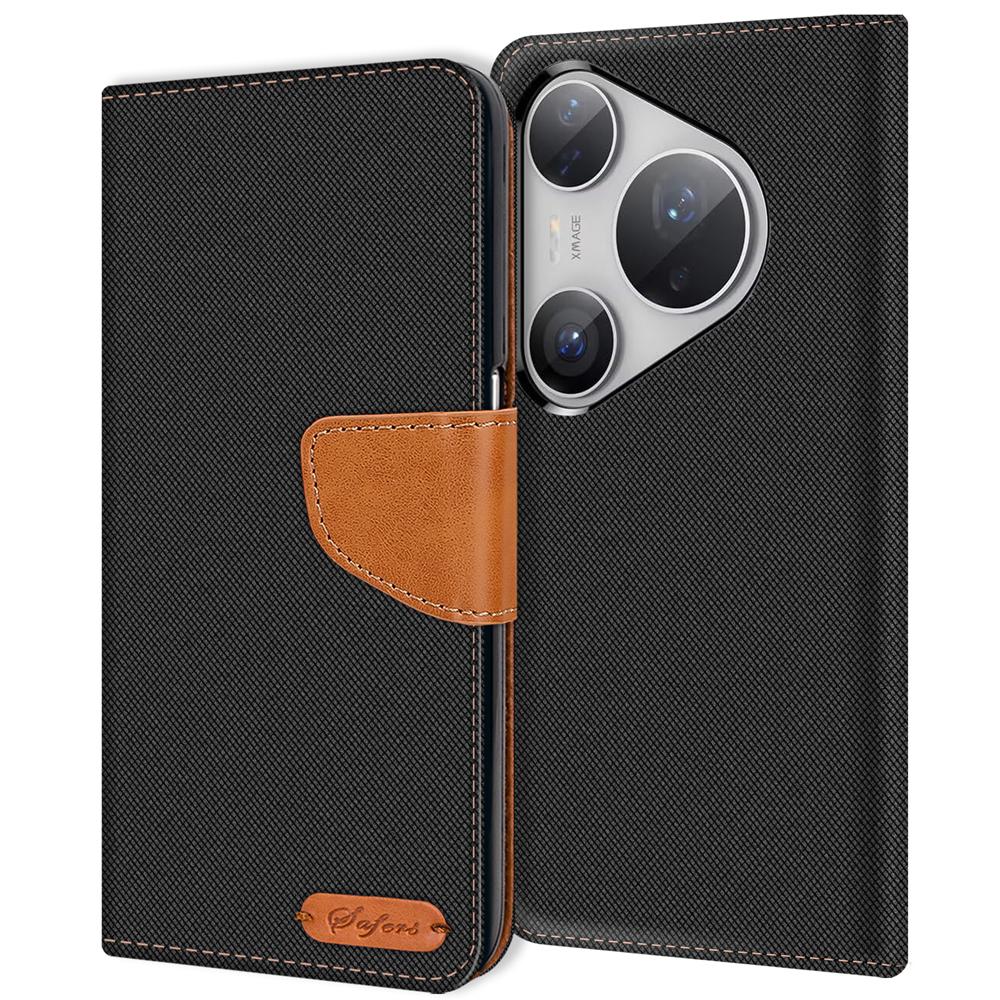 Textil Wallet für Huawei Pura 80 Ultra in Schwarz