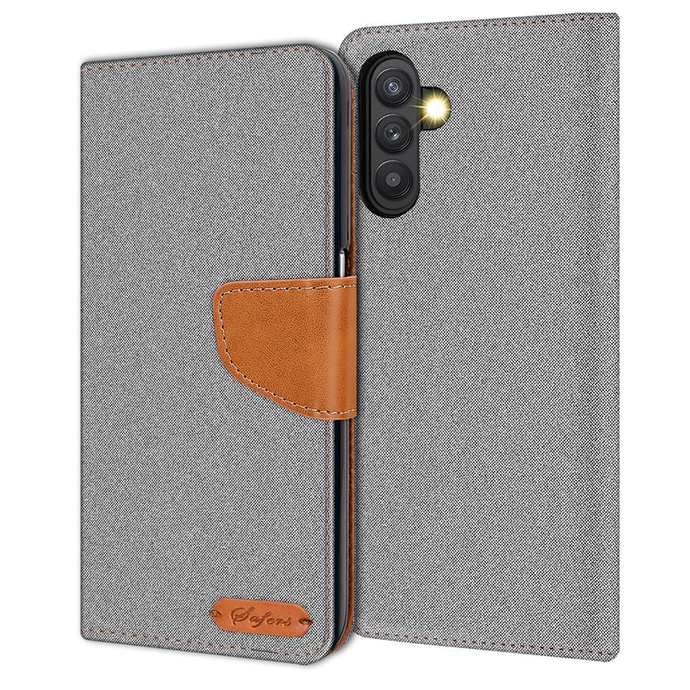 Textil Wallet für Samsung Galaxy A54 5G in Grau