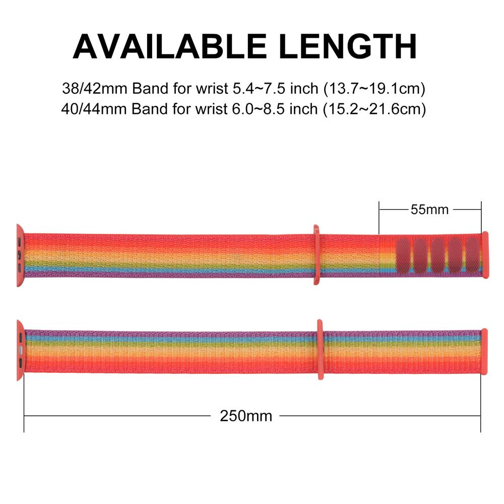 Fitnessarmband Nylon für Apple Watch 1-9 - 42/44/45 in Rainbow