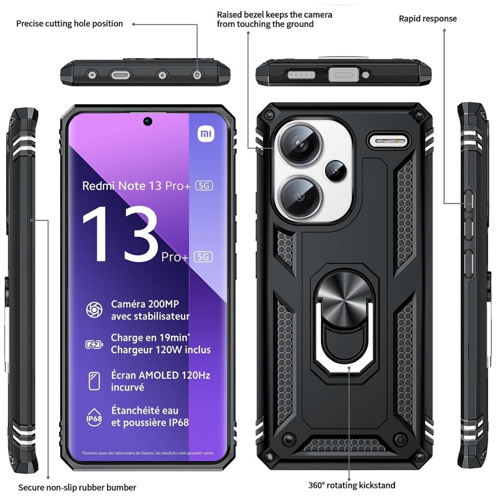 Army Case für Xiaomi Redmi Note 13 Pro Plus 5G in Schwarz