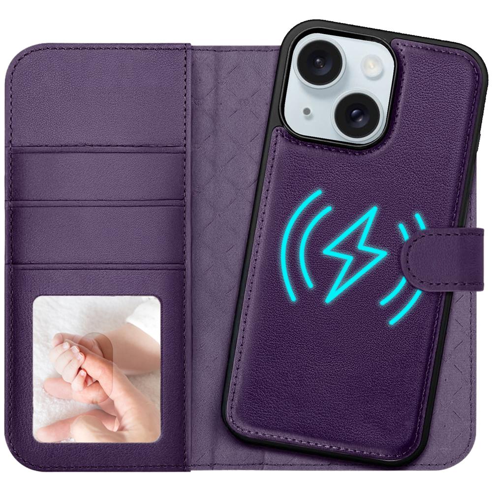 Magnetic Wallet für Apple iPhone 15 in Violett