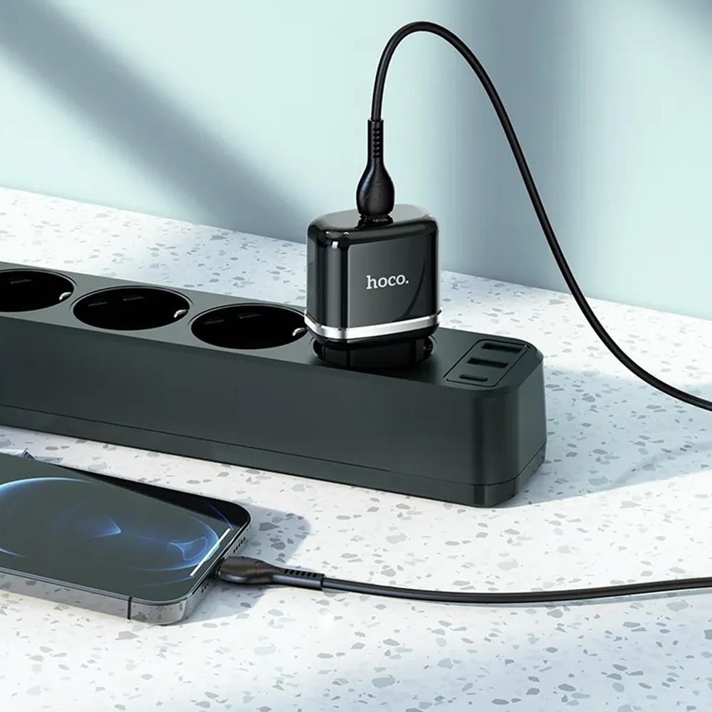 Netz-Ladegerät Hoco - N24 Lightning in Schwarz