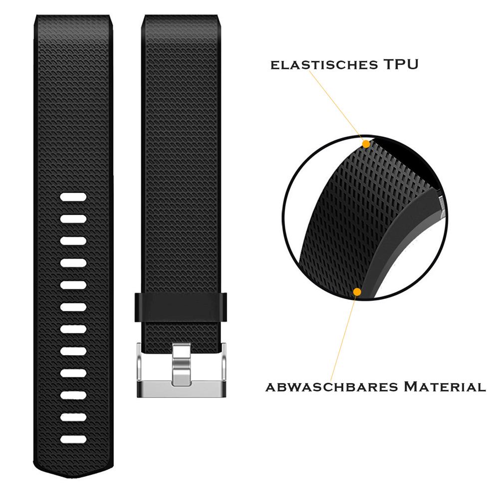 Fitnessarmband TPU für Fitbit Charge 2 - Größe L in Schwarz