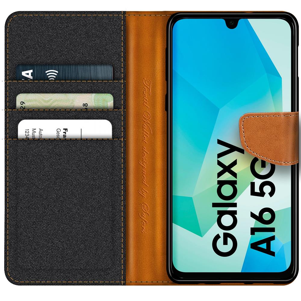 Textil Wallet für Samsung Galaxy A16 5G in Schwarz