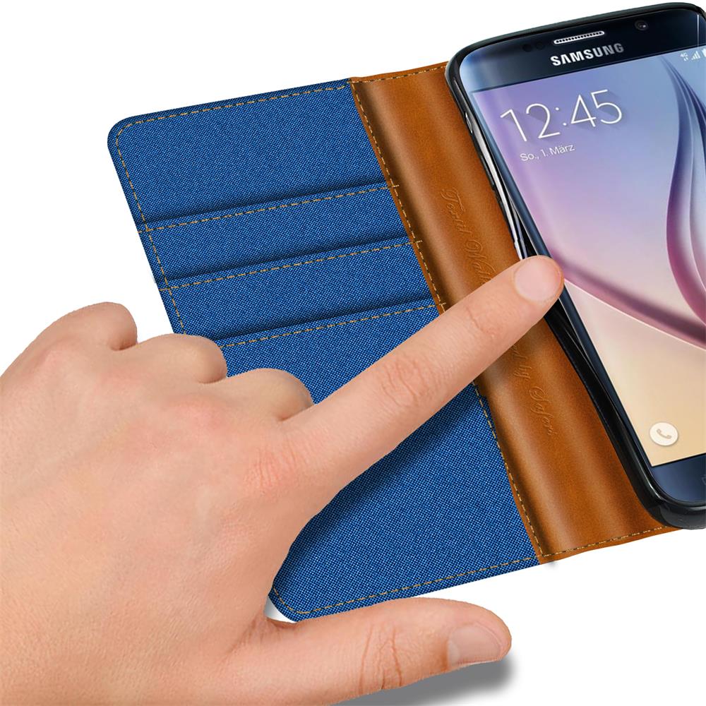 Textil Wallet für Samsung Galaxy S6 in Blau