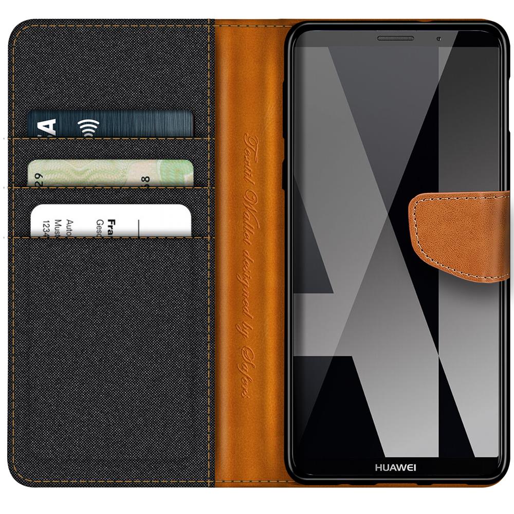 Textil Wallet für Huawei Mate 10 Pro in Schwarz