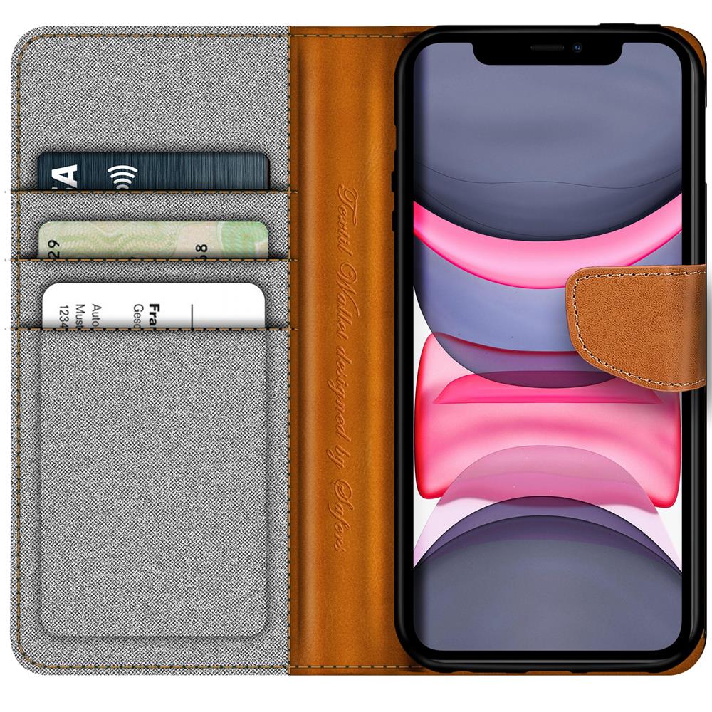 Textil Wallet für Apple iPhone 11 in Grau