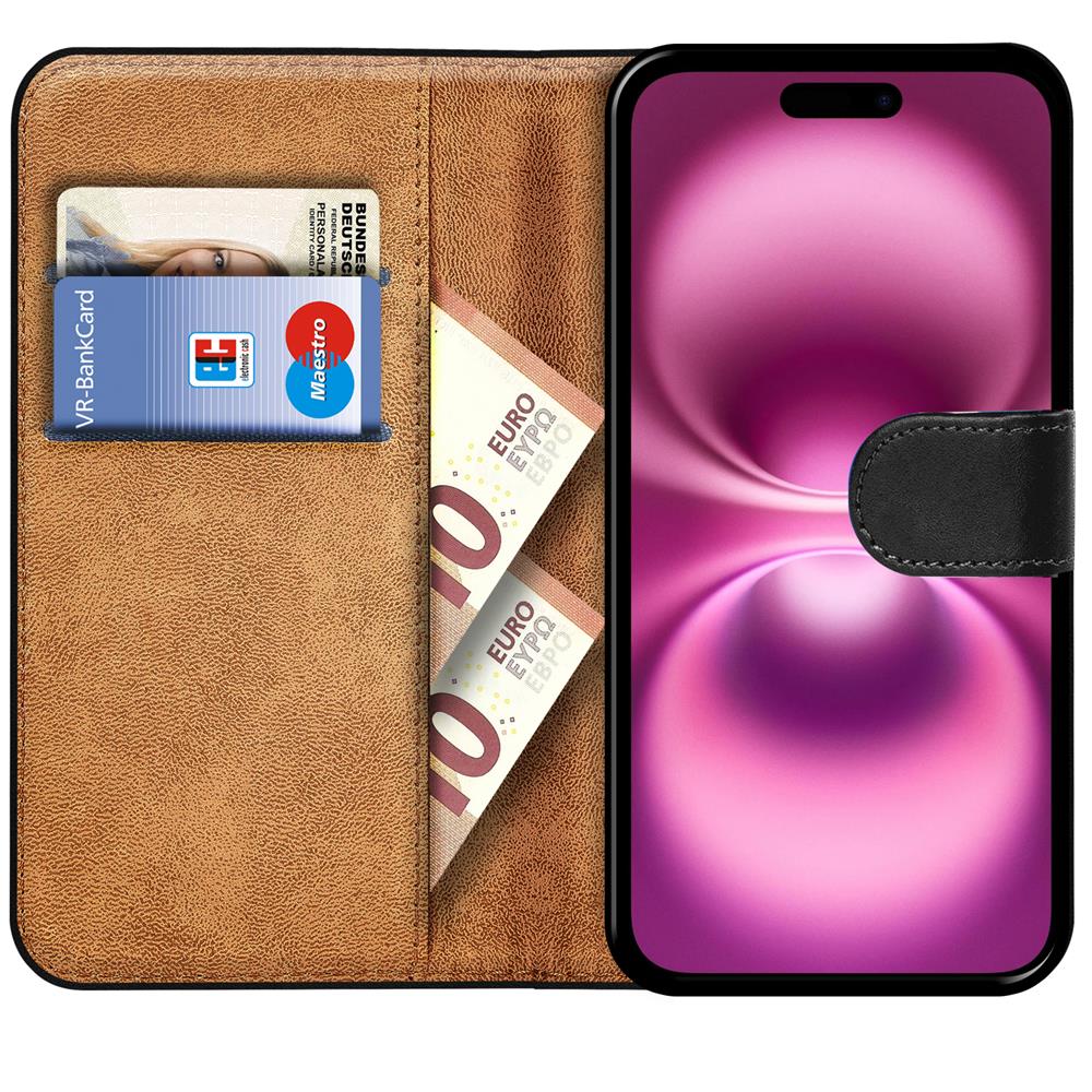 Basic Wallet für Apple iPhone 16 Plus in Schwarz