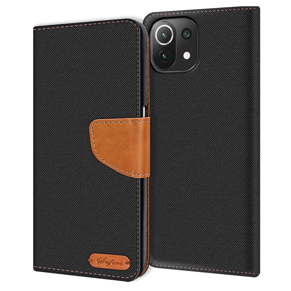 Textil Wallet für Xiaomi Mi 11 Lite 4G/5G in Schwarz